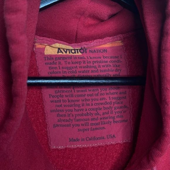 Aviator Nation Red Five Stripe Full Zip Hoodie Medium - Picture 4 of 4
